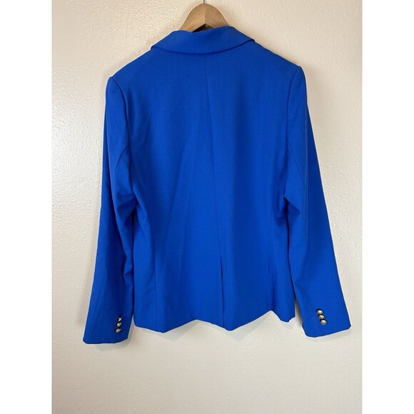 Boston Proper Andrea Behar 12 Blazer Jacket Blue Embroidered Crest Gold Buttons - Picture 2 of 4